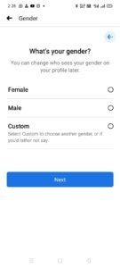 choose gender in facebook id