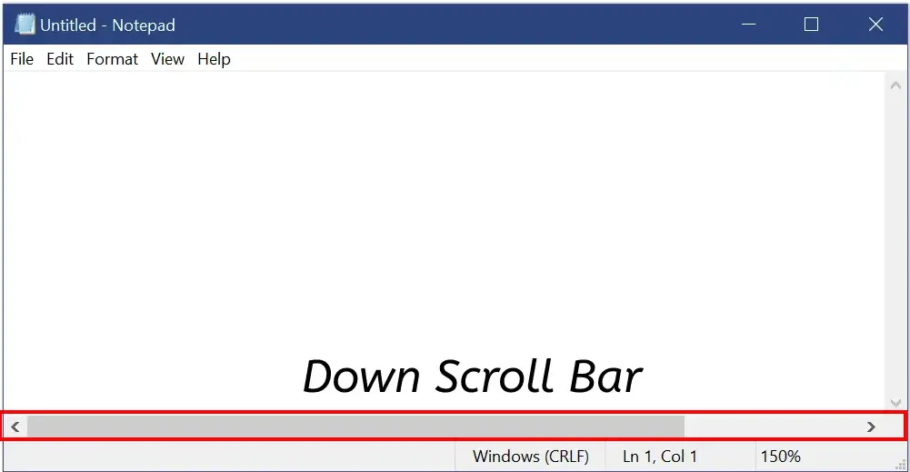 Down Scroll Bar in Notepad