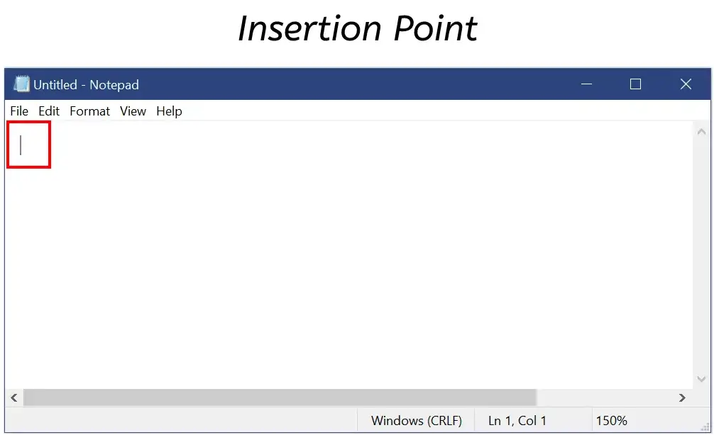 Insertion Point in notepad