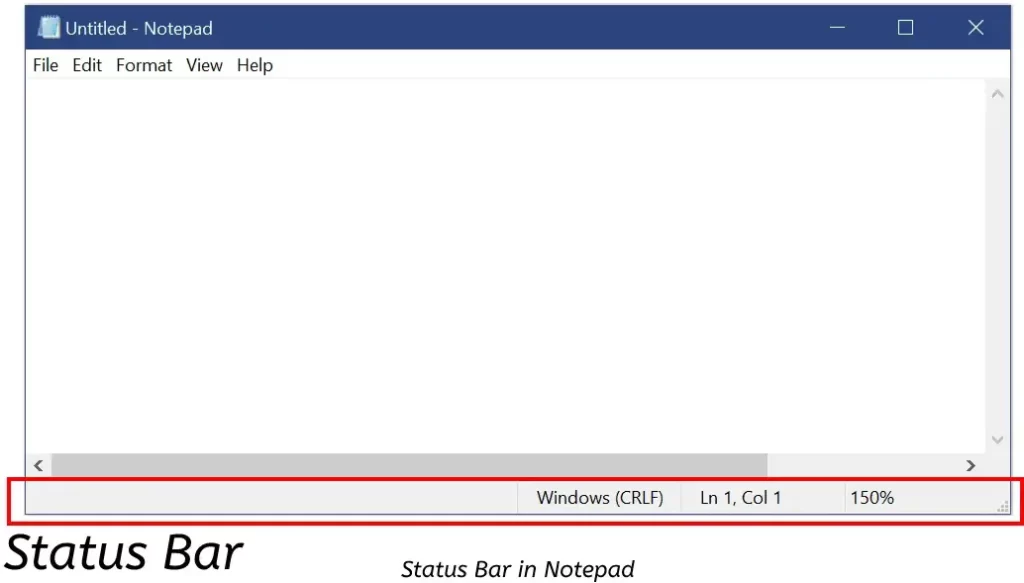 Status Bar in Notepad