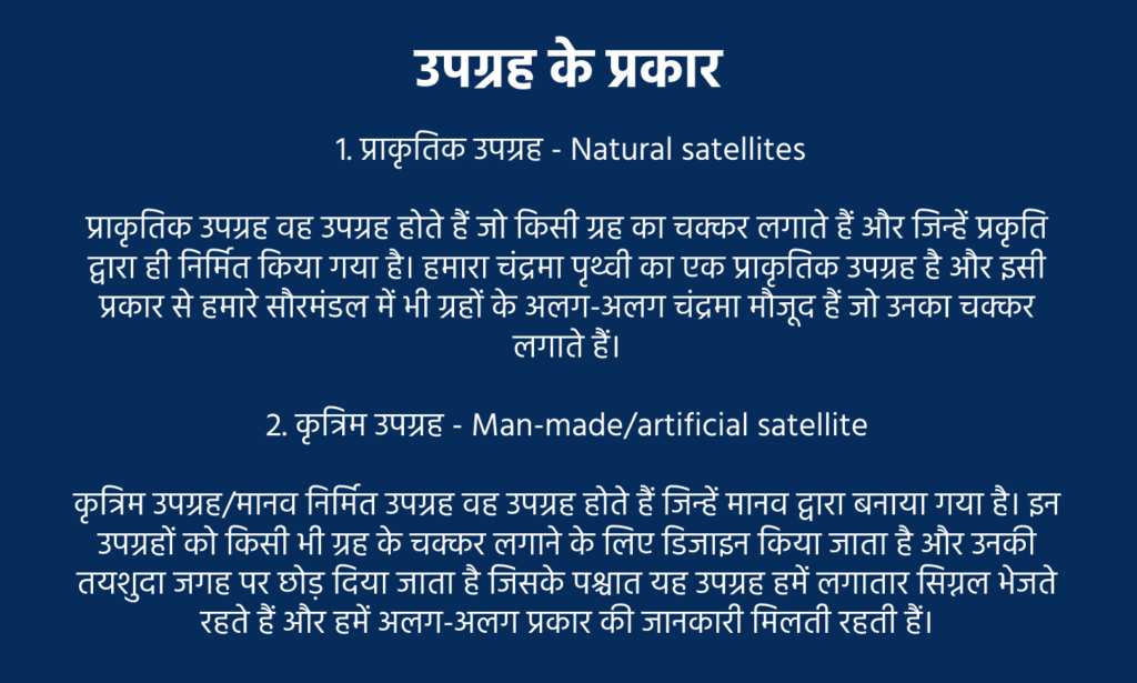 Typres of satellite in hindi
