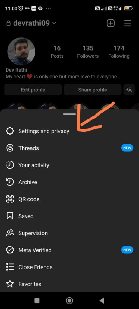 INSTAGRAM SETTING AND PRIVACY PAGE